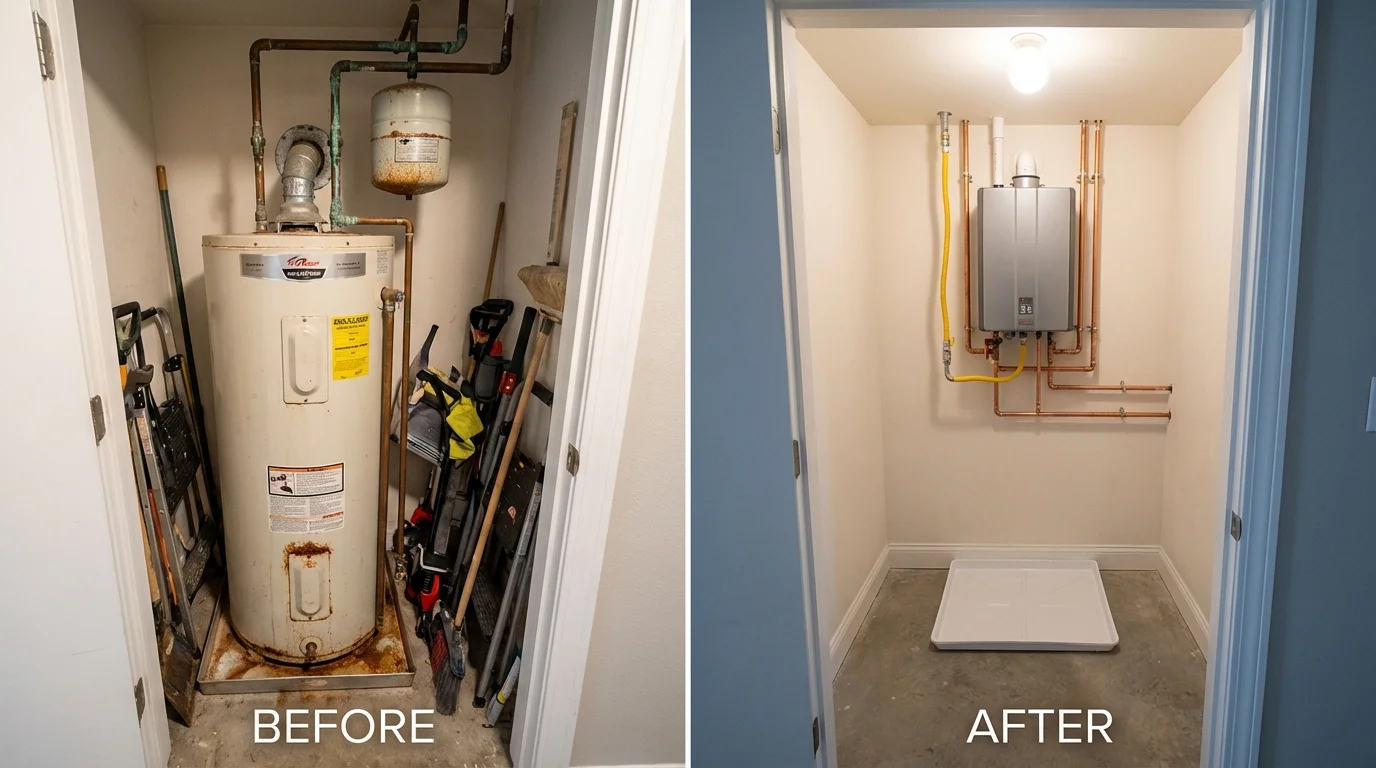 Tank water heater versus wall-mounted tankless unit comparison for Madison, IL homeowners